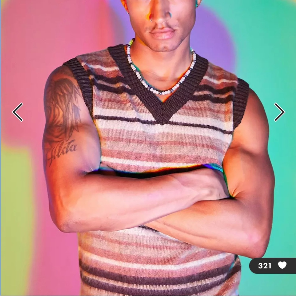 Men’s Striped Knit Tank Sweater Vest